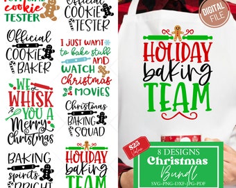 Christmas Apron Sayings Svg Bundle, Vintage Holiday Kitchen Towels Svg, Cookies Baking Team Svg, Gingerbread Quote, Christmas Tea Towel Svg