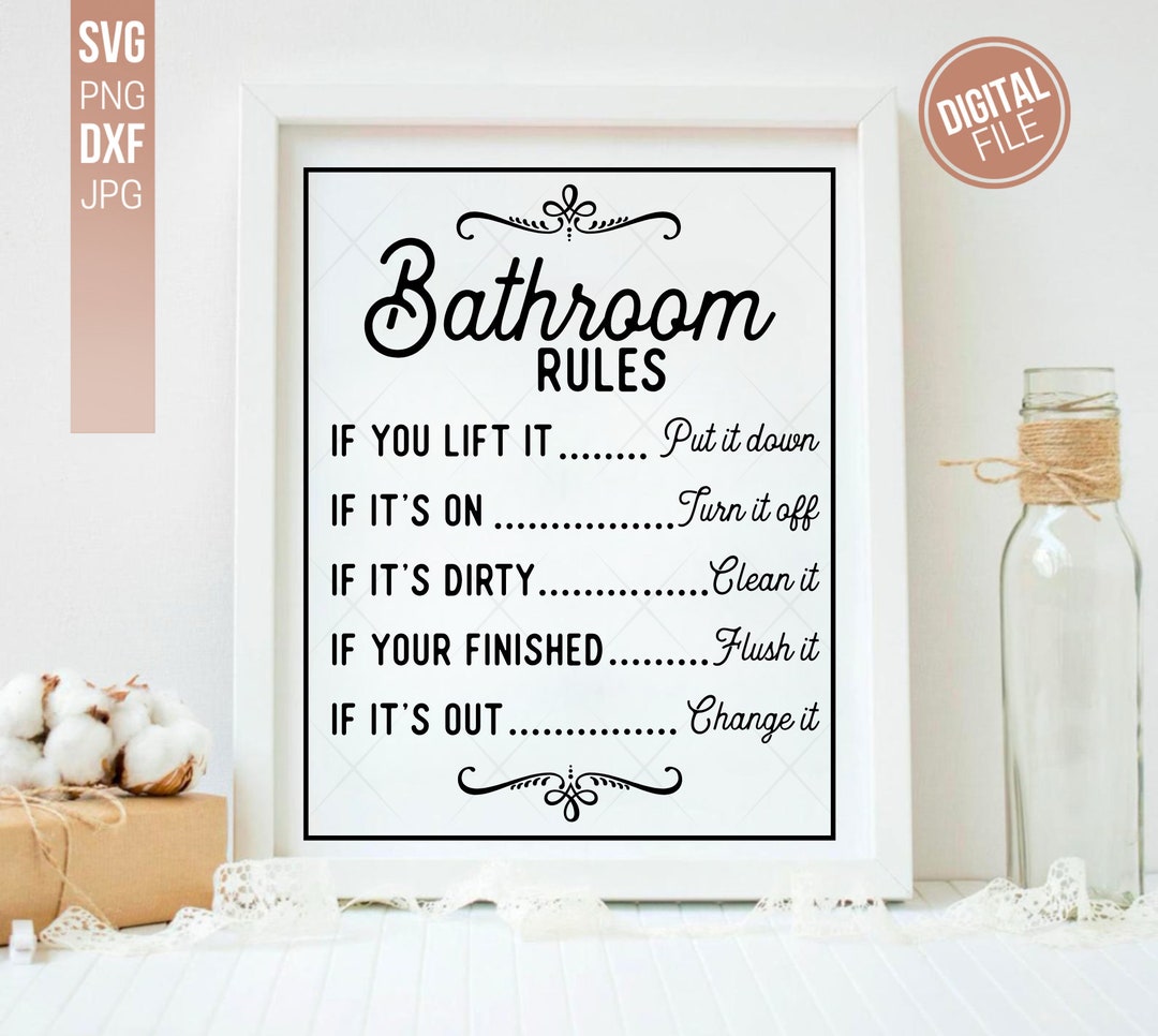 Bathrooms Rule Svg Toilet Rules SVG Restroom Sign Svg Funny Etsy Canada