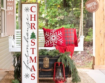 Buon Natale Svg, Christmas Porch Sign Svg, Christmas Floral Svg, Vertical Sign Svg, Christmas Svg, Porch Leaner Svg, Holiday Cut File