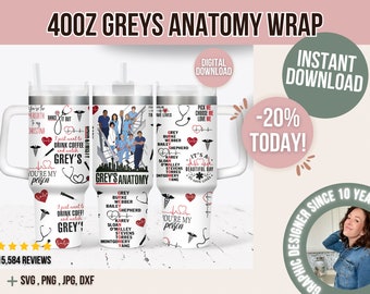 Grey’s Anatomy PNG, 40oz Libbey Wrap, Greys, Nurse, Grey Sloan, Quotes, Greys Quote, Mcdreamy, PNG Glass Wrap, Greys Anatomy Libbey wrap