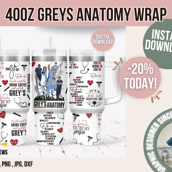 Grey’s Anatomy PNG, 40oz Libbey Wrap, Greys, Nurse, Grey Sloan, Quotes, Greys Quote, Mcdreamy, PNG Glass Wrap, Greys Anatomy Libbey wrap