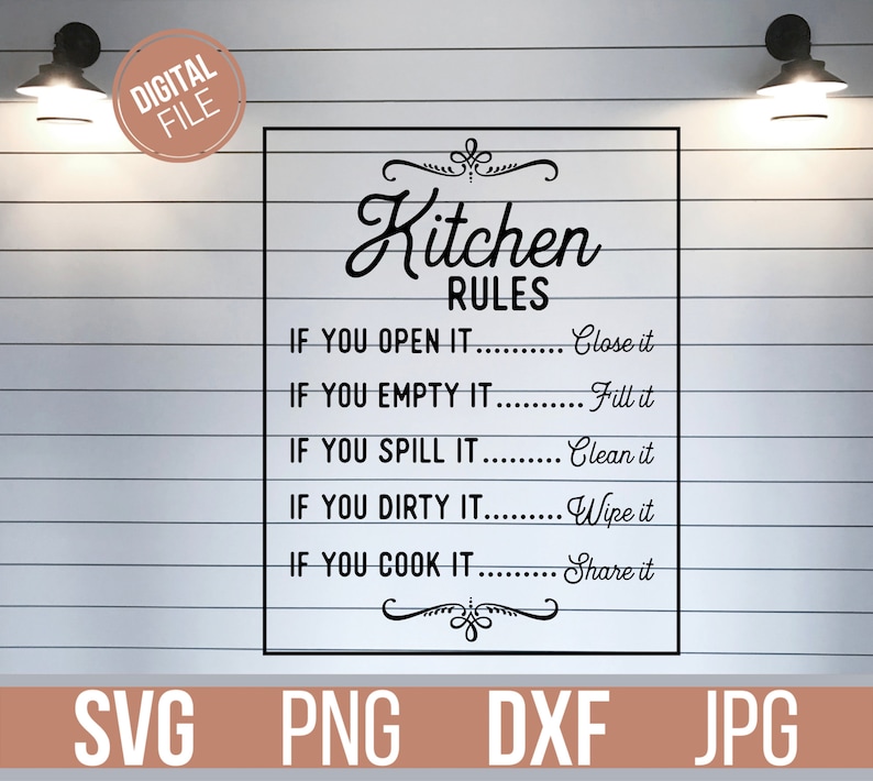 Kitchen Rules Svg, Mom's Rules Svg, Kitchen Svg, Farmhouse Svg, Kitchen ...