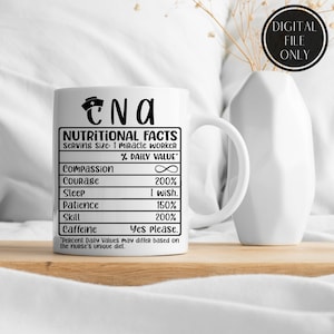 CNA Nutrition Facts svg,CNA Nutritional Facts svg,CNA shirt svg,Gift for can svg,Cna cut file svg