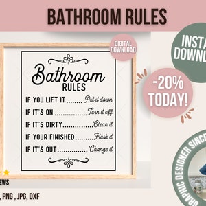 Bathrooms Rule svg, Toilet Rules SVG, Restroom Sign svg, Funny Bathroom Sign SVG, Bathroom svg - svg, dxf, eps and png instant download