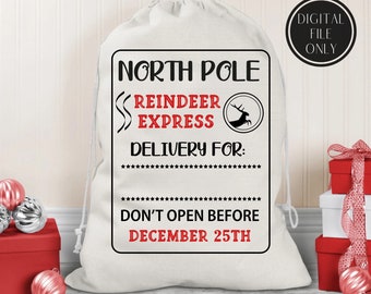 Santa sack svg, personalized Santa sack svg, Santa bag svg, special delivery svg, Christmas sack svg, North Pole svg, Christmas svg