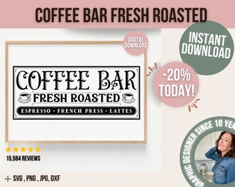 Kaffee-Bar-Svg, Espresso, French Press, Latte, Kaffee-Zeichen-Svg, Küche-Svg, Vintage-Kaffee-Svg, Kaffee-Bar-Zeichen-Svg, Home Decor svg