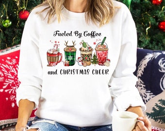 Fueled By Coffee and Christmas Cheer PNG, Christmas Cheer PNG, Weihnachtszitat, Coffee PNG, Christmas png, Christmas Sublimation Design