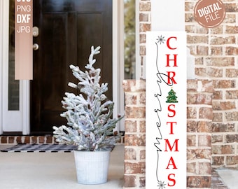 Buon Natale Svg, Natale Portico Segno Svg, Fiocchi di neve Svg, Segno verticale Svg, Natale Svg, Portico più snello Svg, File di taglio festivo