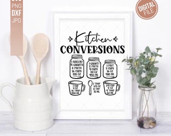 Kitchen Measurement Conversion Chart Svg, Kitchen Svg, Kitchen Decor, Kitchen Sign Svg, Printable Cheat Sheet, Cut File Cricut, Silhouette