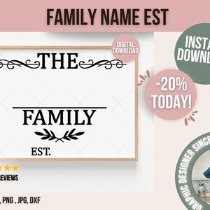 Custom Last Name Sign Svg, Personalized Family Name Sign Svg, Family Name Monogram, Cut File Cricut, Silhouette, Pdf Png Eps Dxf