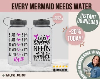 Every mermaid needs water, Water Tracker Svg, Fitness Svg, Water Bottle Svg, Water Tracker svg