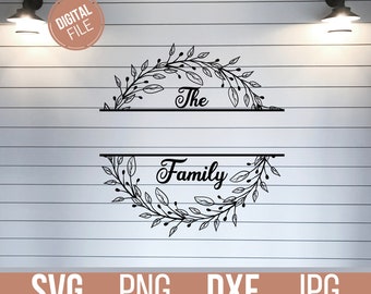 Famille monogramme SVG, monogramme SVG, DXF, Jpg, Png, Eps, famille nom de famille Svg, nom de famille Svg, signe de famille coupe fichier pour Cricut et Silhouette