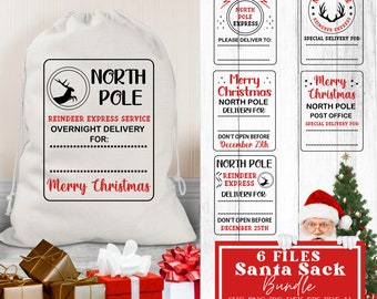Santa sack bundle svg, Santa, North Pole Express svg, Santa bag svg, special delivery svg, Christmas sack svg, North Pole svg, Christmas svg