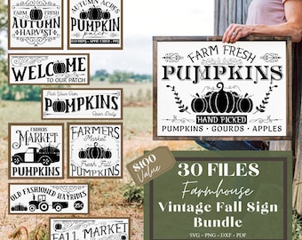 Vintage Fall Sign svg Bundle, Rustic Fall svg Signs, Thanksgiving sign svg, Farmhouse Autumn sign svg, Welcome to our Pumpkin Patch svg