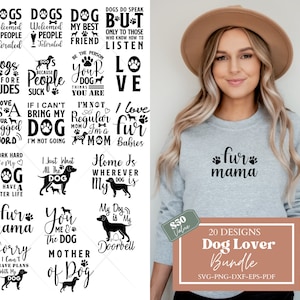 Perro svg paquete dibujado a mano, perro mamá svg, pata svg, amante de los perros svg, piel mamá svg, pawsitive svg, cachorro svg, refranes de perro svg, imágenes prediseñadas de perro