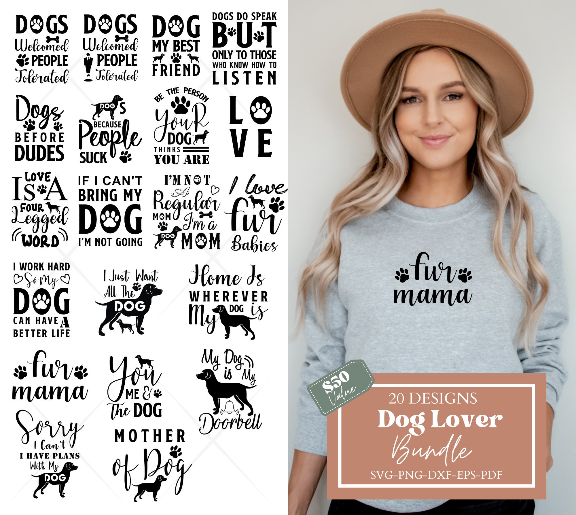 Dog Svg Bundle Hand Drawn Dog Mom Svg Paw Svg Dog Lover - Etsy