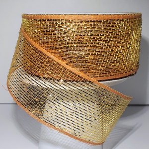 20 yards 2.5 inch GOLD COPPER mesh wired ribbon to add sparkle to wreaths, swags and other projects