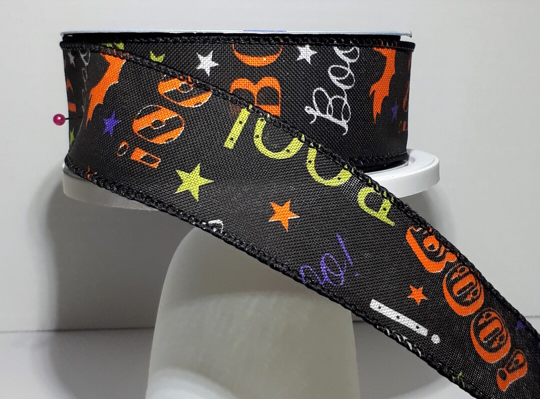 [AWESOMENEEDS]25FW-BOWL BERET Ribbon bloom◆2color 1 1/2 Inch 10 Yd BOO Black, Purple, Green and White Woven 1