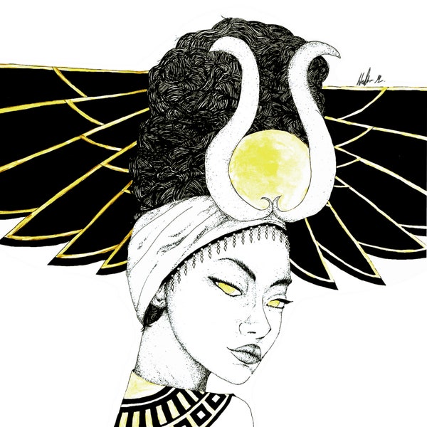 Isis / Déesse égyptienne de la maternité /Healing & Rebirth Art Print / Fantasy Wall Hanging / Mythology Decor /Wiccan Altar / Digital Print