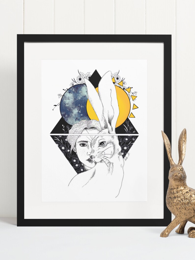 Ostara / Germanic Goddess of the Dawn Art Print / Wheel of the Year Decor / Hare Wall Art ...