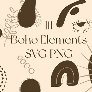 111 Boho Svg / Abstact Svg / Boho Elements Svg + Png / Uso comercial incluido