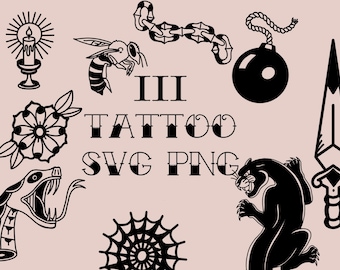 Old School Tattoo Flash SVG Bundle: Commercial Use