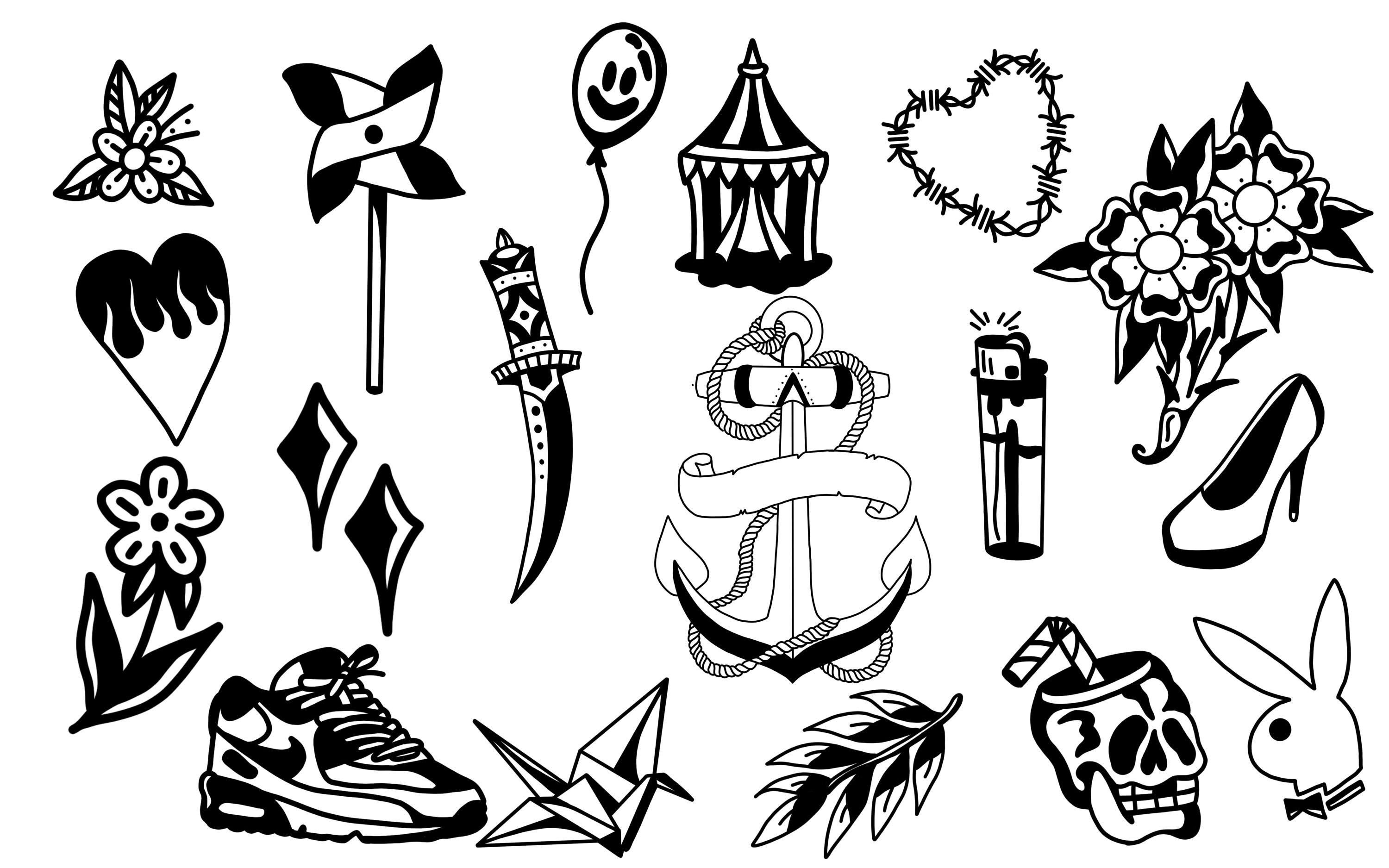 121 タトゥー フラッシュ SVG バンドル: オールドスクール デザイン