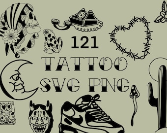 121 Tattoo Flash SVG Bundle: Old School Designs (Commercial Use)