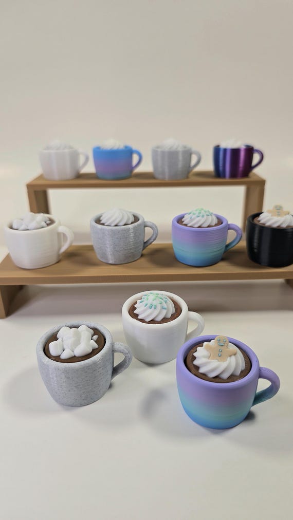 Hot Chocolate Fidget Clicker Keychain: 3D Printed Mini Mug