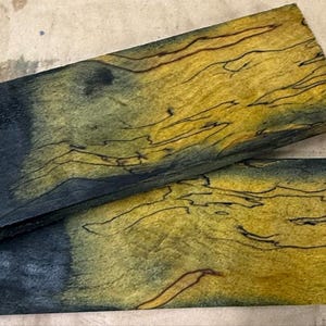 Dyed in stabilizing juice Spalted Beech knife handle scales 3/8x 2 x 5.75