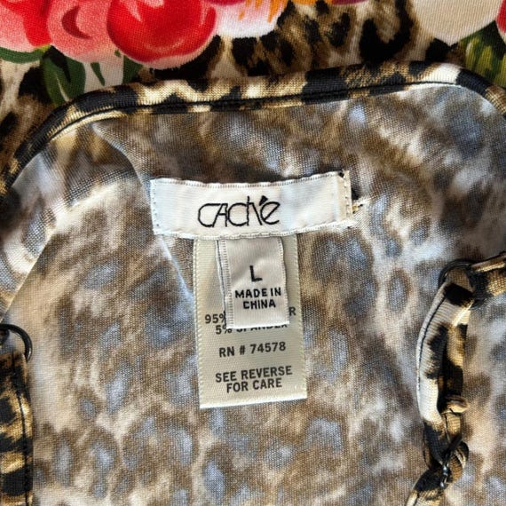 Cache Leopard Animal Print Floral Lace Trim Cami … - image 6