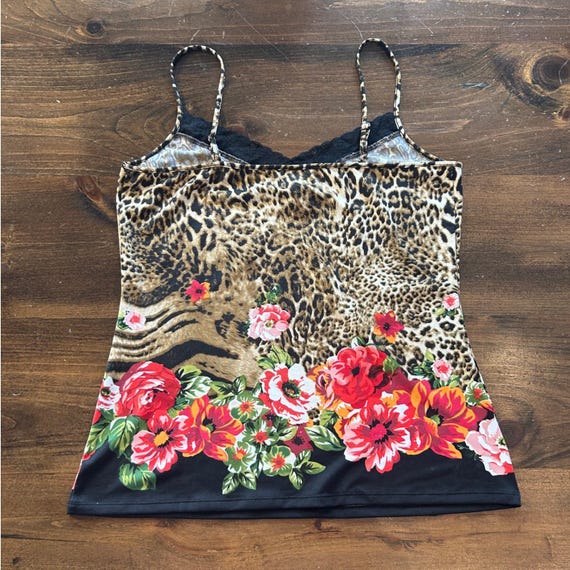 Cache Leopard Animal Print Floral Lace Trim Cami … - image 5