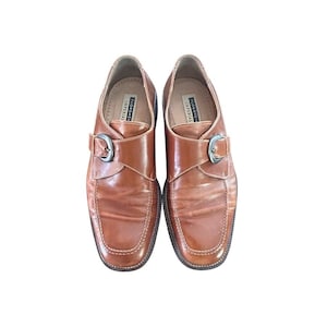 Florsheim Imperial 90143 Vintage Italian Leather Silver Buckle Shoes Mens Sz 9.5