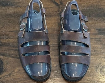 Vintage Quoddy USA Leather Fisherman Sandals Handmade Outdoor Strappy Buckle 7