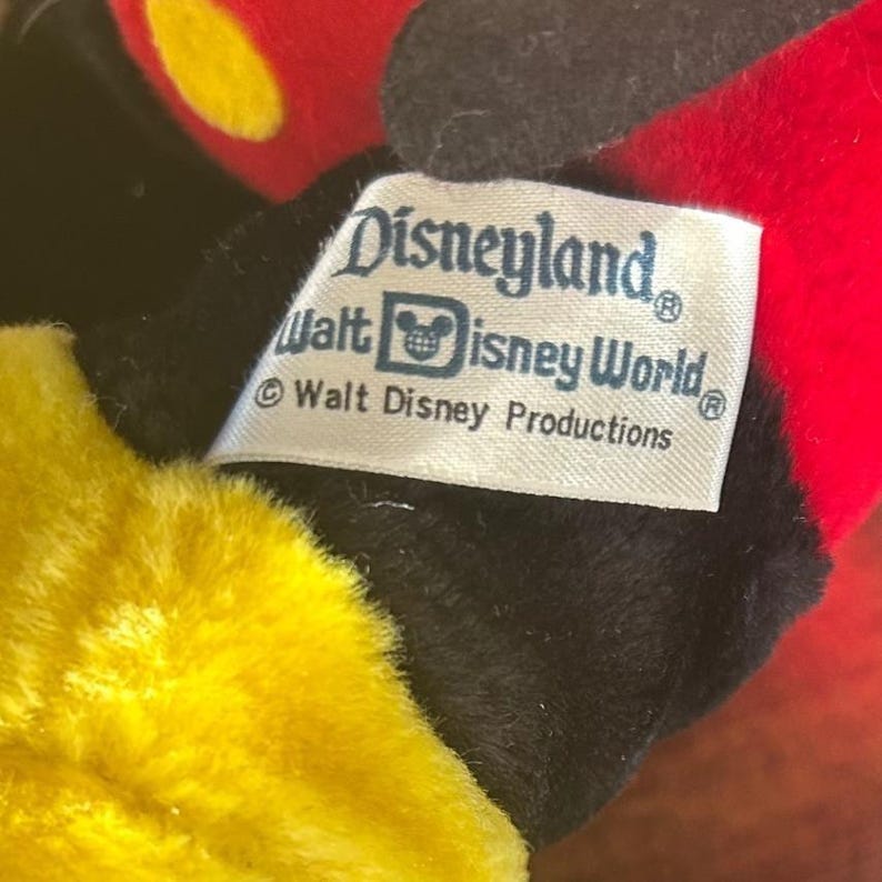 Vintage 1970s Walt Disney Mickey Mouse Plush Doll Toy Disneyland Made In Korea image 5