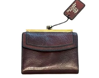 Vintage Bosca Old Leather Moda di Roma Wallet Coin Purse Hand Stained Hide 1970s