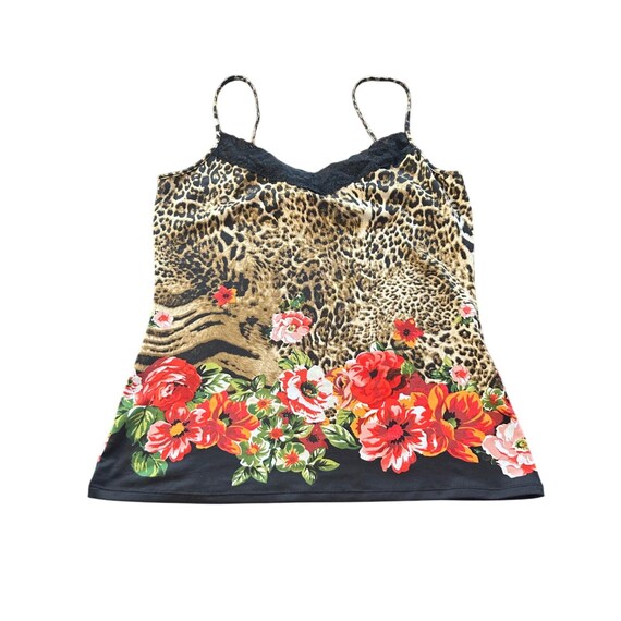 Cache Leopard Animal Print Floral Lace Trim Cami … - image 2