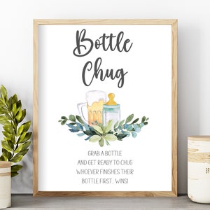A Baby is Brewing Bottle Chug Sign, Instant Download, Baby Shower Game, Gender Neutral, Printable, Competition