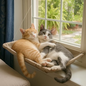 Cat Window Perch – Cozy Cat Hammock Bed for Sunbathing & Bird Watching – Window Mounted Cat Seat