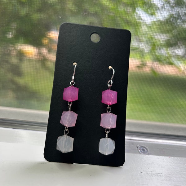 3 pink cubes dangle earrings/dangle earrings/French hook earrings/1.7in