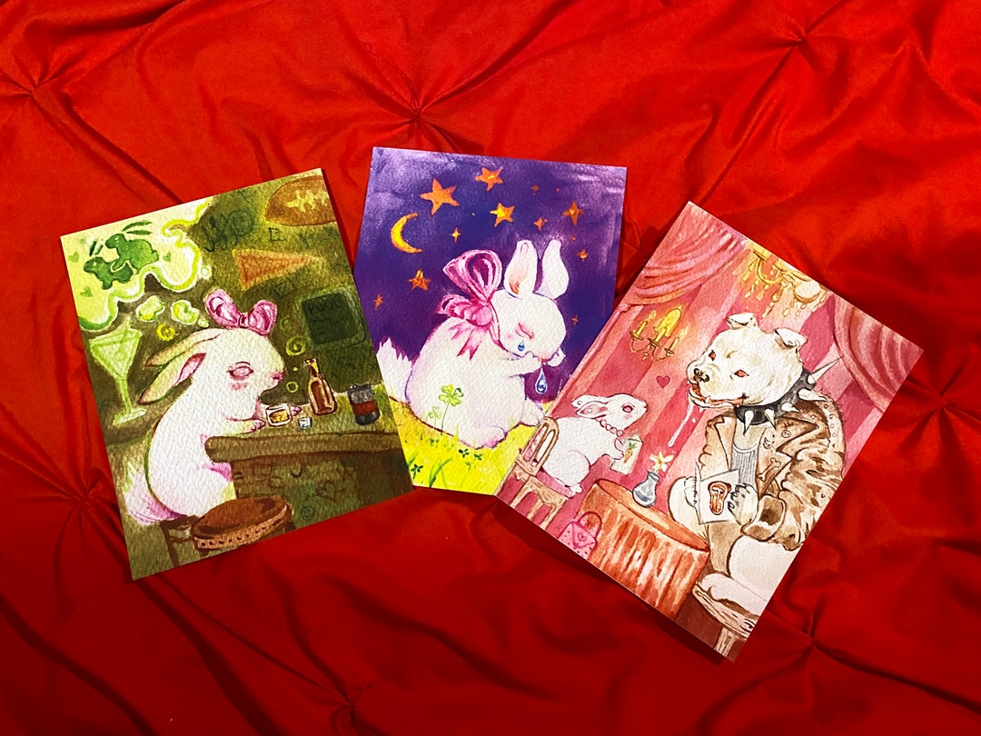 Bimbo Bunny Prints 8.5x11 Cute Funny Art Prints Etsy