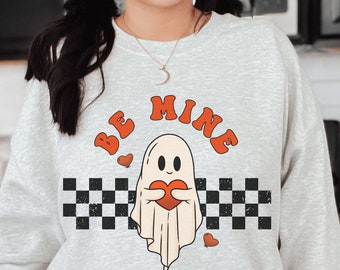 Valentines Day Sweatshirt, Valentine Sweatshirt, Cute Ghost Sweater, Funny Valentine Gift for Her,Spooky Valentine Crewneck,Girlfriend Gift