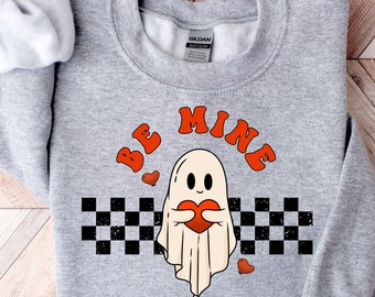 Valentines Day Sweatshirt, Valentine Sweatshirt, Cute Ghost Sweater, Funny Valentine Gift for Her,Spooky Valentine Crewneck,Girlfriend Gift