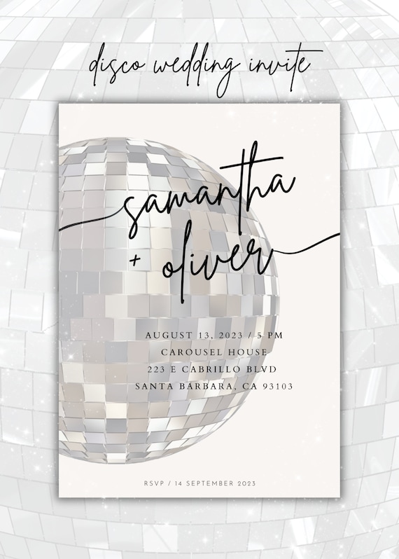 Disco Ball Wedding Invite / Digital Wedding Invite / Paperless Post / Disco Wedding / Minimalist Wedding Invite / Custom Made Invitation
