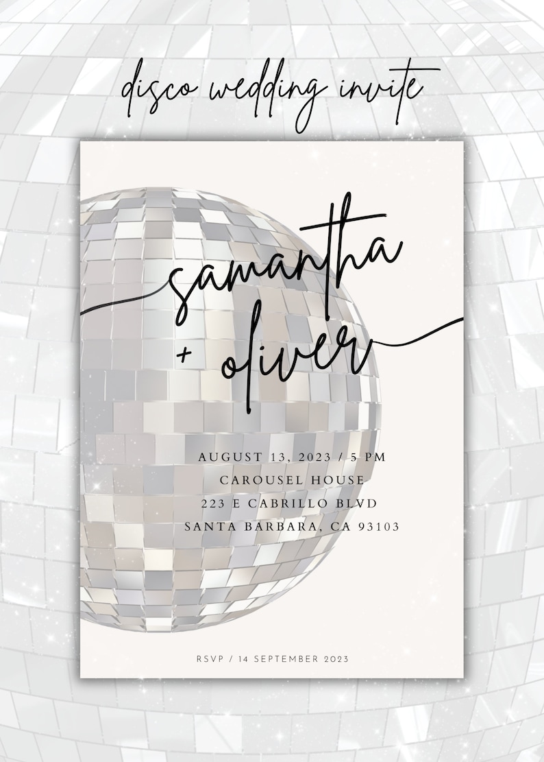 Disco Ball Wedding Invite / Digital Wedding Invite / Paperless Post