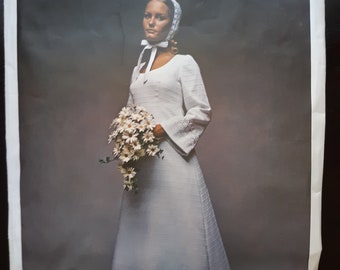 Vogue 1970s Bridal Sewing Pattern 2253, High-waisted Wedding Dress, Bust 34