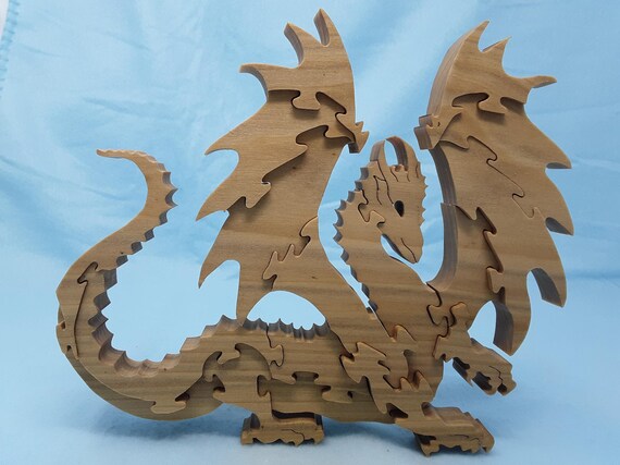 Panneau de dragon en bois sculpté, dragon en bois décoratif, bois de