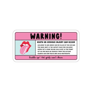 Hot Girls Can't Drive Airbag Warning Sticker | Car Caution Visor Label | Funny Message Gen Z Millennial Aesthetic | Cute Vinyl Decal