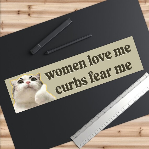Women Love Me, Curbs Fear Me Bumper Sticker Meme Cat Millennial Gen Z  Aesthetic Cute Vinyl Car Decal - Etsy Australia