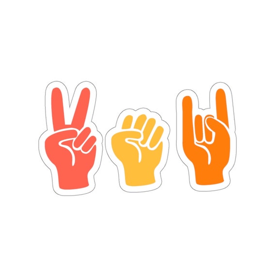Peace Power Rock and Roll 5 Icon Sticker Bumper | Etsy